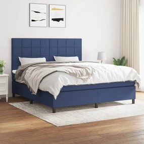 vidaXL Cama com molas/colchão 160x200 cm tecido azul