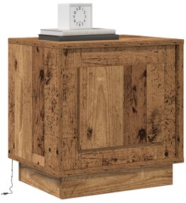 Cômodas de cabeceira com luzes LED 2 pcs Madeira velha 44x34,5x45 cm