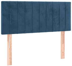 Cama com molas/colchão 80x200 cm veludo azul-escuro