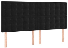 Cabeceira de cama c/ luzes LED veludo 160x5x118/128 cm preto