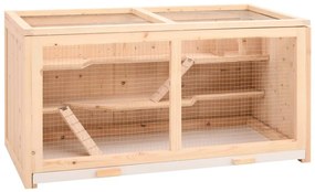 vidaXL Gaiola para hamster 104x52x54 cm Madeira maciça de abeto