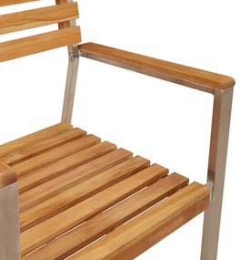 Conjunto de Jantar de Jardim vidaXL de 7 Peças de Madeira Sólida de Te