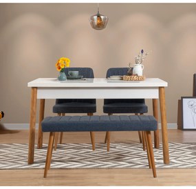 Conjunto Mesa e Cadeiras Costa – Pinho Atlântico e Azul Marinho – Mesa