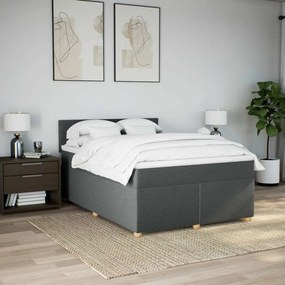 Cama com molas/colchão 140x200 cm tecido cinzento-escuro