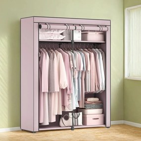 Guarda-roupa em tecido com 2 varões para cabides 140 x 43 x 174 cm lilás lavanda