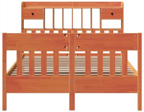 Cama sem colchão 140x190 cm pinho maciço castanho-mel
