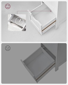 Armário casa de banho lateral de estilo campestre 30 x 82 x 30 cm Branco
