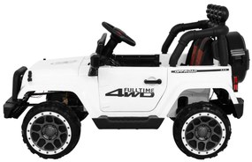 Jipe elétrico para Crianças 12V 4x4 Full Time off-road 4WD Rodas EVA, Assento Couro Branco