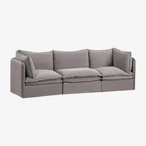 Sofá Modular Grace De 3 Peças Em Linho E Algodão Tecido Cinzento Escuro - Sklum