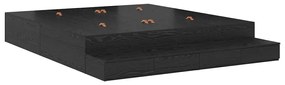 Estrutura de Cama Armazenamento Carvalho Preto 180x200 cm
