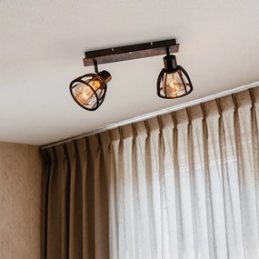 Luminária de teto industrial preta 2 luzes - Fotu