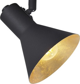 Foco moderno preto com dourado 1-luz - Magno