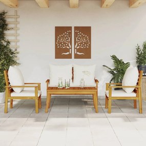 4 pcs conjunto lounge de jardim com almofadões acácia maciça