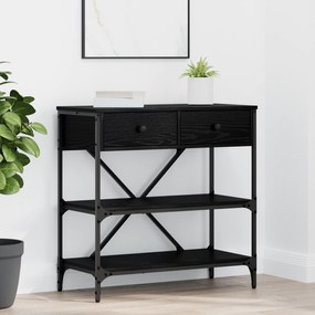 Mesa Console Carvalho Preto 75x34.5x75 cm Madeira de Engenharia