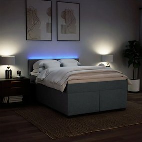 Cama com molas/colchão 160x200 cm tecido cinzento-escuro
