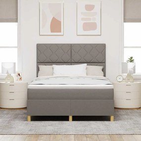 Cama Box Spring com Colchão &amp; LED Taupe 140x190 cm Tecido