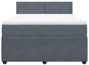 Cama com molas/colchão 140x200 cm veludo cinzento-escuro