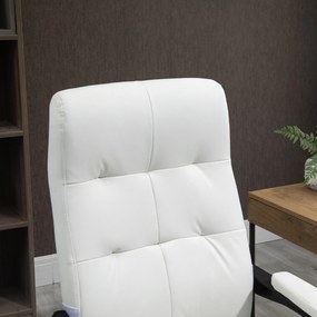 Cadeira de escritório ergonômica giratória com função de inclinação altura ajustável Apoio de braço e apoio para os pés em couro sintético 65x65x114-1