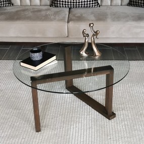 Mesa de Centro Yuvarlak Cam Orta Sehpa S300 – Nogueira – 80x41x80 cm