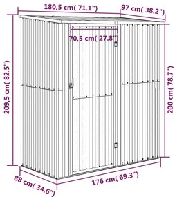 Abrigo de jardim 180,5x97x209,5 cm aço galvanizado verde