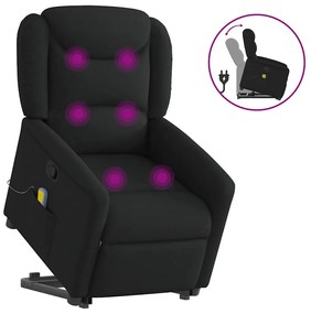 vidaXL Poltrona de massagens reclinável elevatória tecido preto