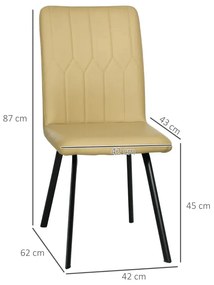 Conjunto de 2 Cadeiras Wemi em Couro Artificial - Cáqui - Design Moder