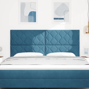 Cabeceira Design Blocos de Diamante Azul Escuro 180 cm Veludo