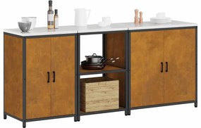 Conjunto de Armazenamento de Cozinha 3 pcs Ferro Enferrujado