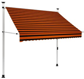 Toldo retrátil manual 200 cm laranja e castanho