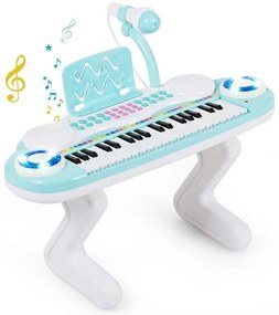 Teclado eletrônico infantil de 37 teclas com microfone e ritmo rosa claro