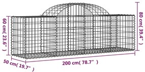 Cestos gabião arqueados 12pcs 200x50x60/80 cm ferro galvanizado