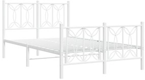 Estrutura de cama com cabeceira e pés 120x190 cm metal branco