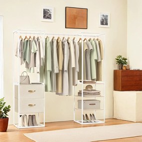 Guarda roupa aberto com 2 gavetas 40 x (150-180) x 180 cm branco e bege natural