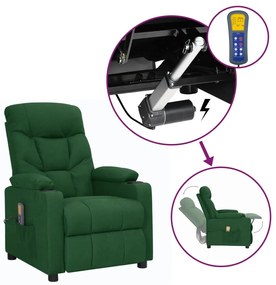 Poltrona elevatória de massagens tecido verde-escuro