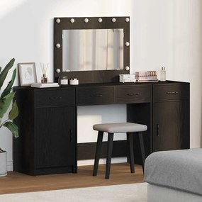 Conjunto de Maquiagem de 3 Peças vidaXL com LED Preto em Madeira Sintética