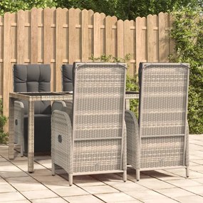 vidaXL 5 pcs conjunto de jantar p/ jardim c/ almofadões vime PE cinza
