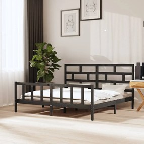 vidaXL Estrutura de cama super king 180x200 cm pinho maciço cinza