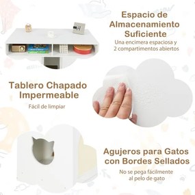 Móvel para caixa de areia (NÃO INCLUIDA) para gatos com espaço para guardar o arranhador e 2 tapetes de sisal Branco