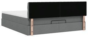 Estrutura de cama otomana com colchão 200x200cm cinzento-escuro