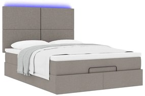 Estrutura de cama otomana com colchão tecido cinzento 140x200cm