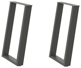 Pés para mesa de jantar em formato de U, 2 peças, antracite, 60x(72-73