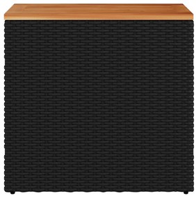 Mesa apoio jardim c/ tampo madeira 58x27,5x55 cm vime PE preto