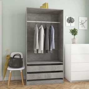 vidaXL Roupeiro 100x50x200 cm derivados de madeira cinzento cimento