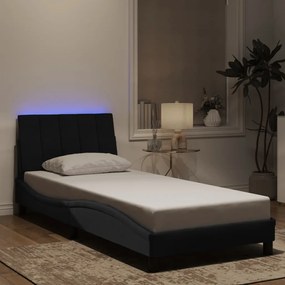 Estrutura de cama c/ luzes LED 80x200 cm veludo preto