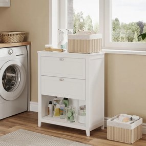 Armário de casa de banho com 2 gavetas 30 x 60 x 80 cm Branco