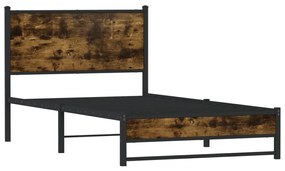 Estrutura de cama sem colchão 107x203 cm metal carvalho fumado