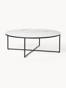 Mesa de centro redonda XL com tampo de vidro efeito mármore Antigua