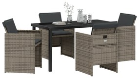 Conjunto de Jantar de Jardim vidaXL com Almofadas Cinza Polirattan de