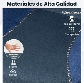 Cadeira de escritório ergonómica com encosto basculante, apoio de cabeça 2D e tecido de linho azul