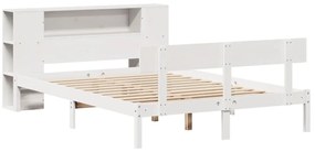 Cama com estante sem colchão 160x200 cm pinho maciço branco